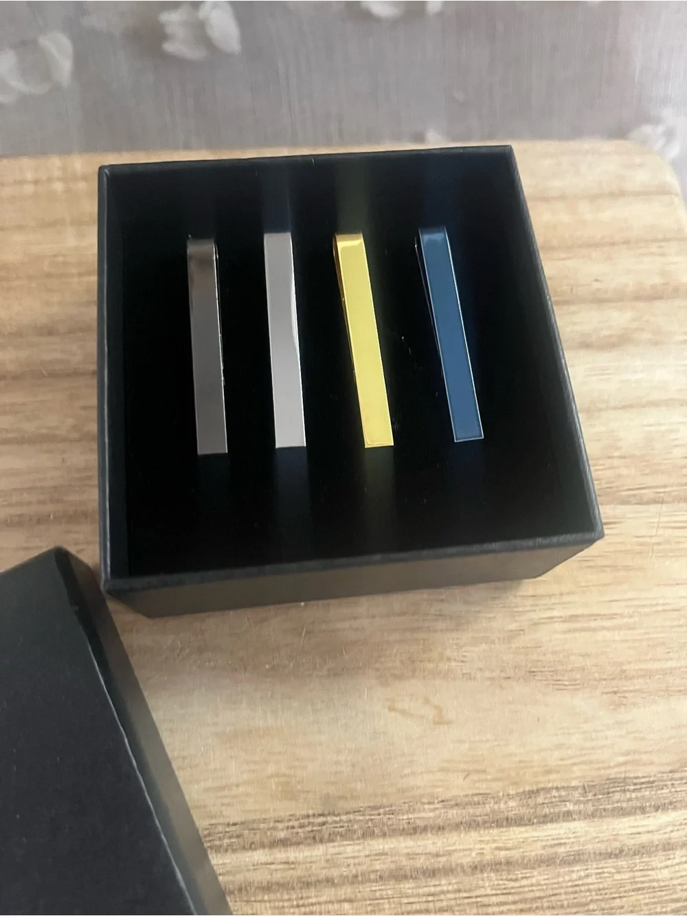 Little Boys Tie Clip Set — Black, Silver, Gold, Blue